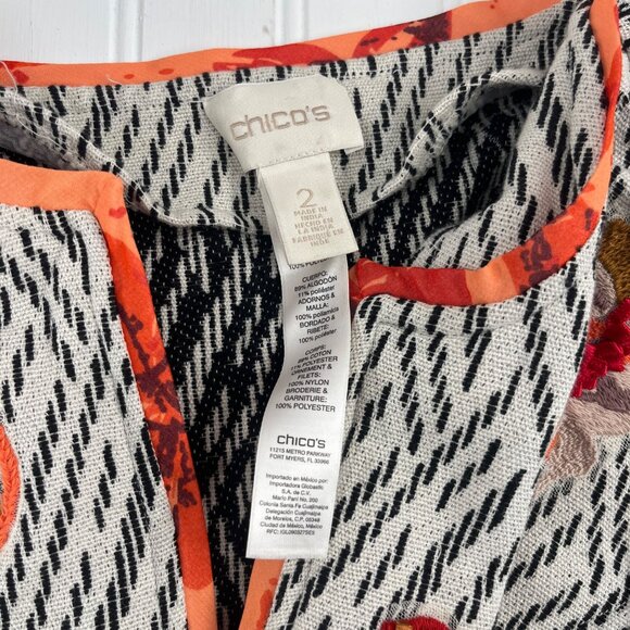 Chico's Embroidered Artisan Applique Jacket Size 2 Large Soft - Picture 2 of 5